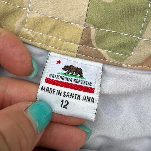 Birdwell Beach Britches Camo Button Fly Lace Tie Cargo Shorts USA Peace Size 12 - Picture 4 of 12